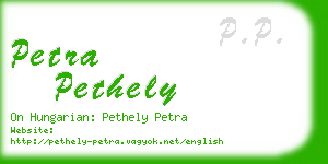 petra pethely business card